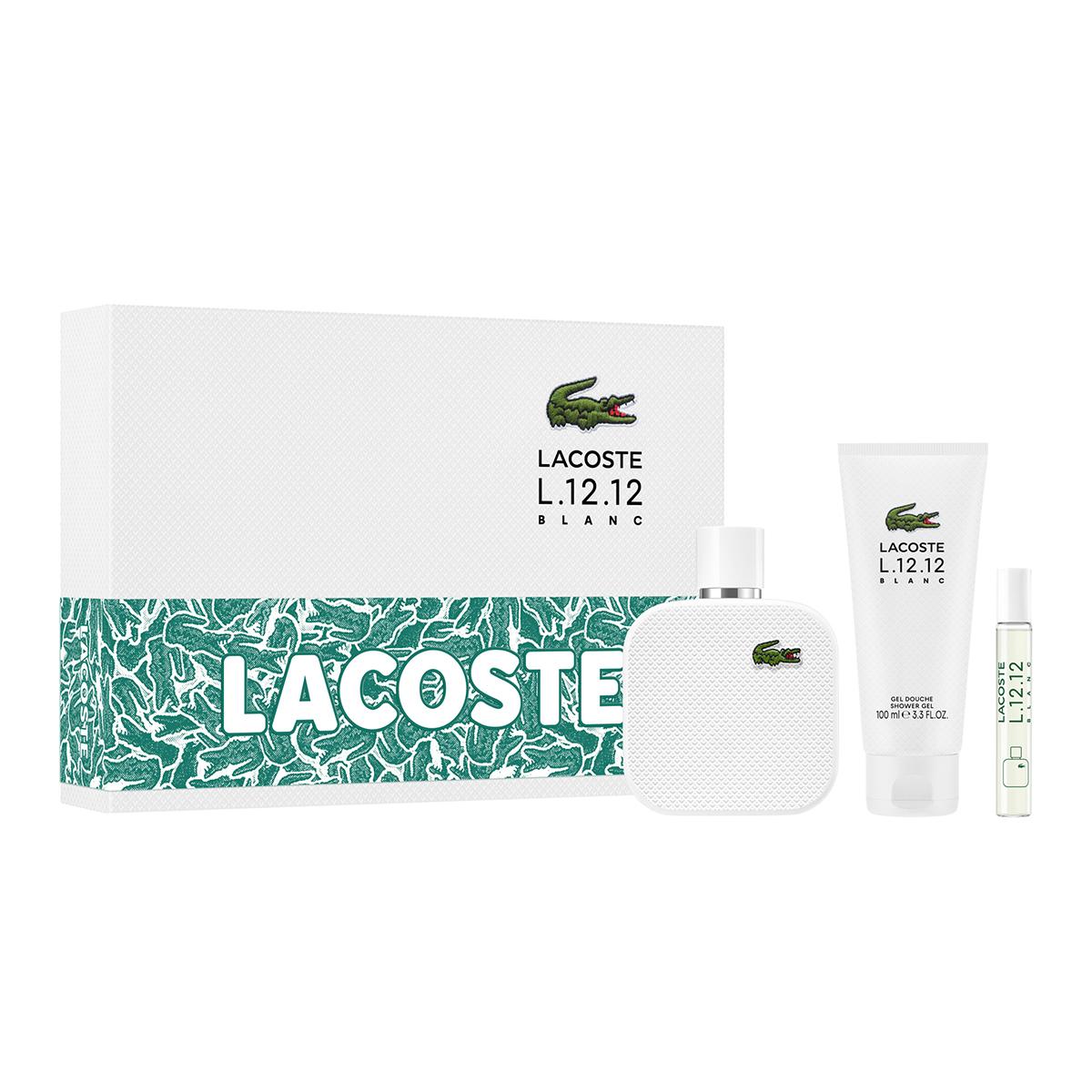 Set Lacoste Eau Blanc By Lacoste -3pcs 3.4 OZ Eau de Toilette+SG+Minifor men