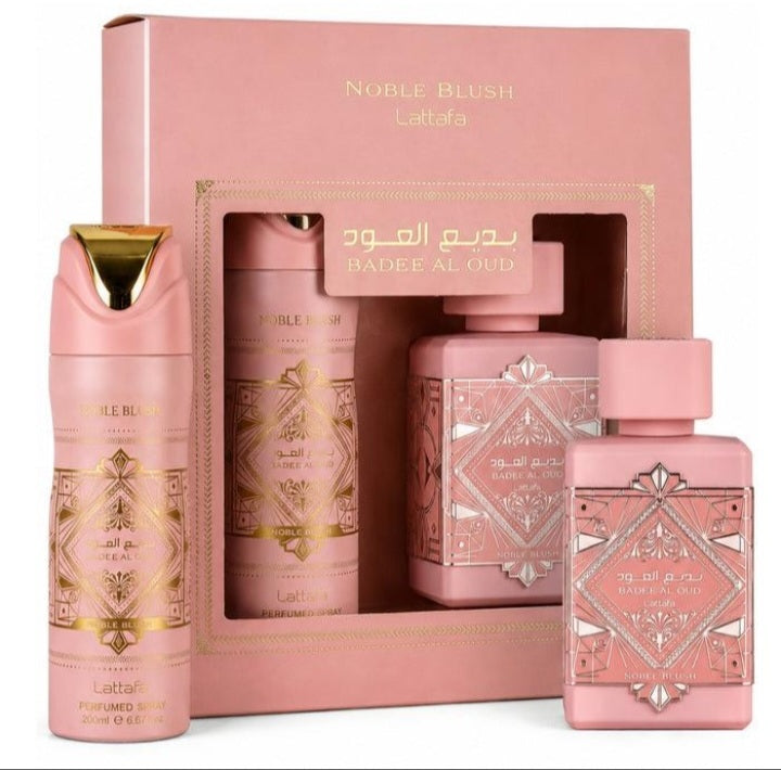 Set Bade'e Al Oud Noble Blush By Lattafa 2pcs 3.4oz EDP + B/S (W)