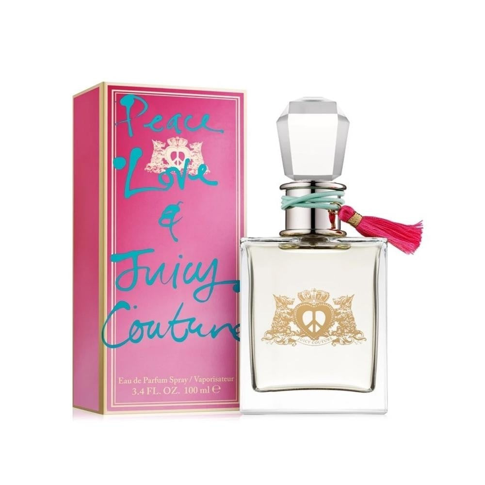 Peace Love & Juicy by Juicy Couture - 3.4 Oz EDP (W)(RT) bottle and box