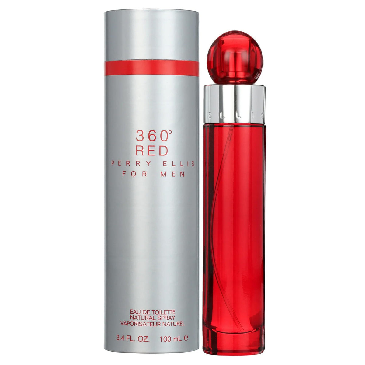 360 Red by Perry Ellis - 3.4 Oz EDT (M)(RT) bottle and box
