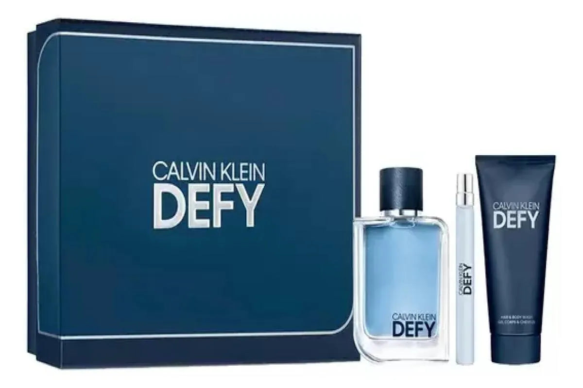 Set Defy By Calvin Klein 3pcs 3.4Oz Eau de Toilette +Mini+S/g for men