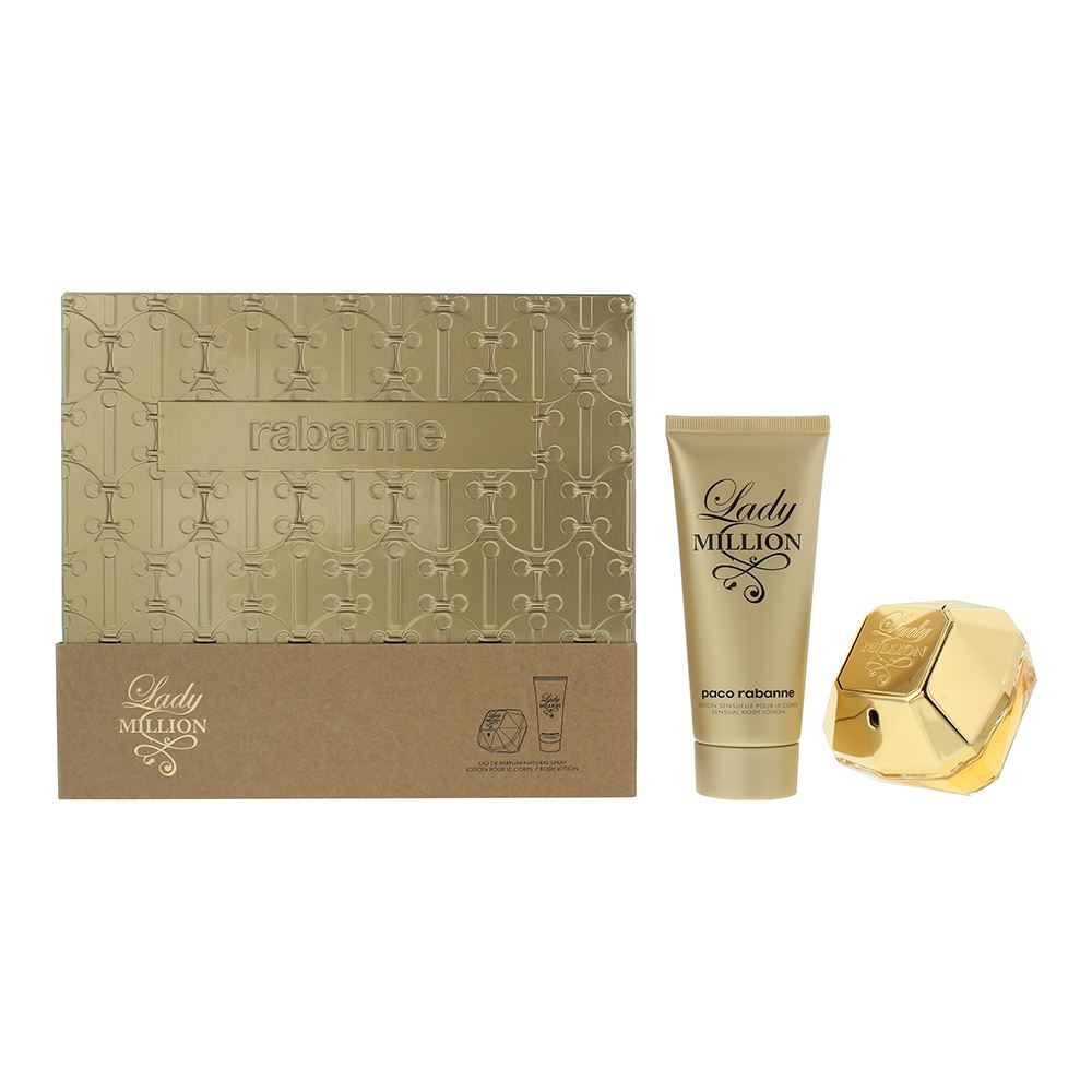 Set Lady Million By Paco Rabane 2pc-2.7Oz Eau de Parfum+Lotfor women