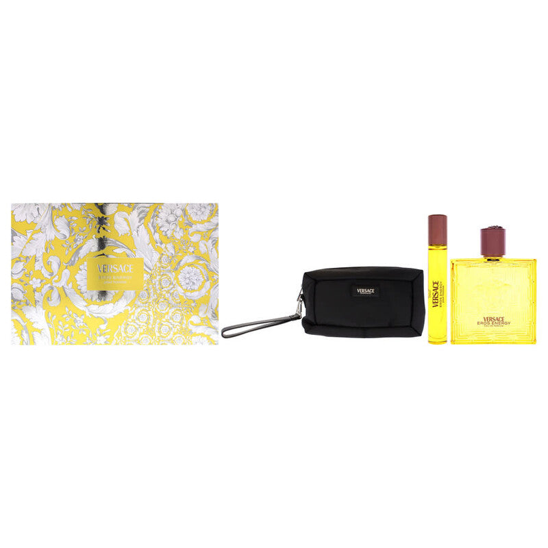 Set Eros Energy by Versace 3 pc - 3.4 oz Eau de Parfum + 10 ml Eau de Parfum + Bag for men