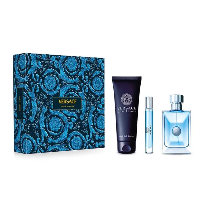 Set Pour Homme by Versace 3 pc - 3.4oz Eau de Toilette + 0.34oz + SG for men