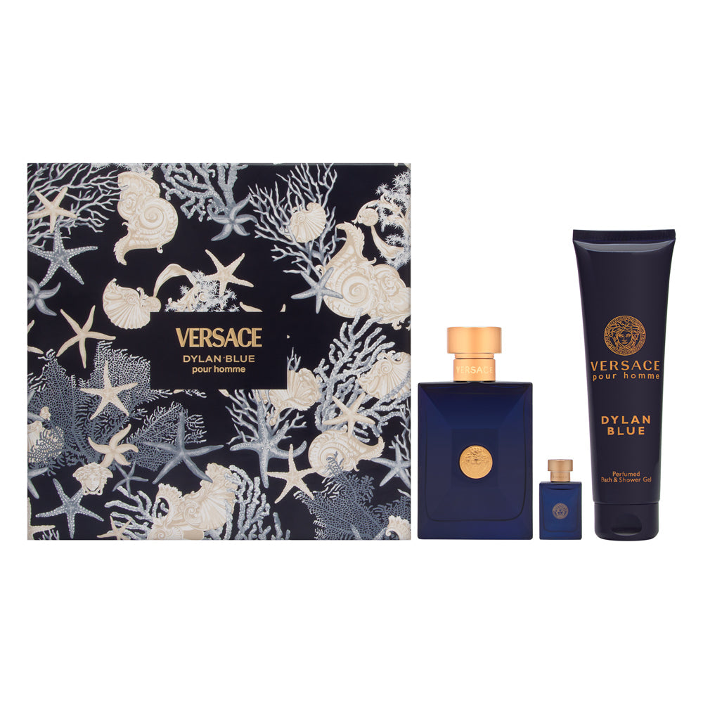 Set Dylan Blue By Versace 3Pcs + 3.4oz Edt+ Sg+ Mini 5ml for men