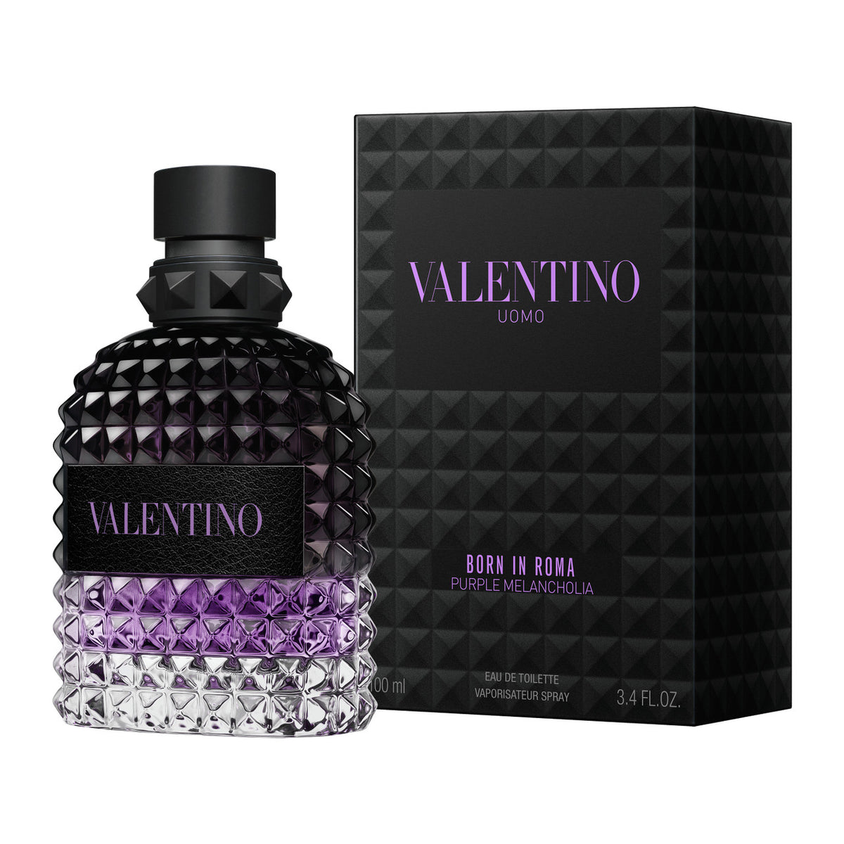 Valentino Born In Roma Purple Melancholia EDT 3.4 oz (M) bottle and box