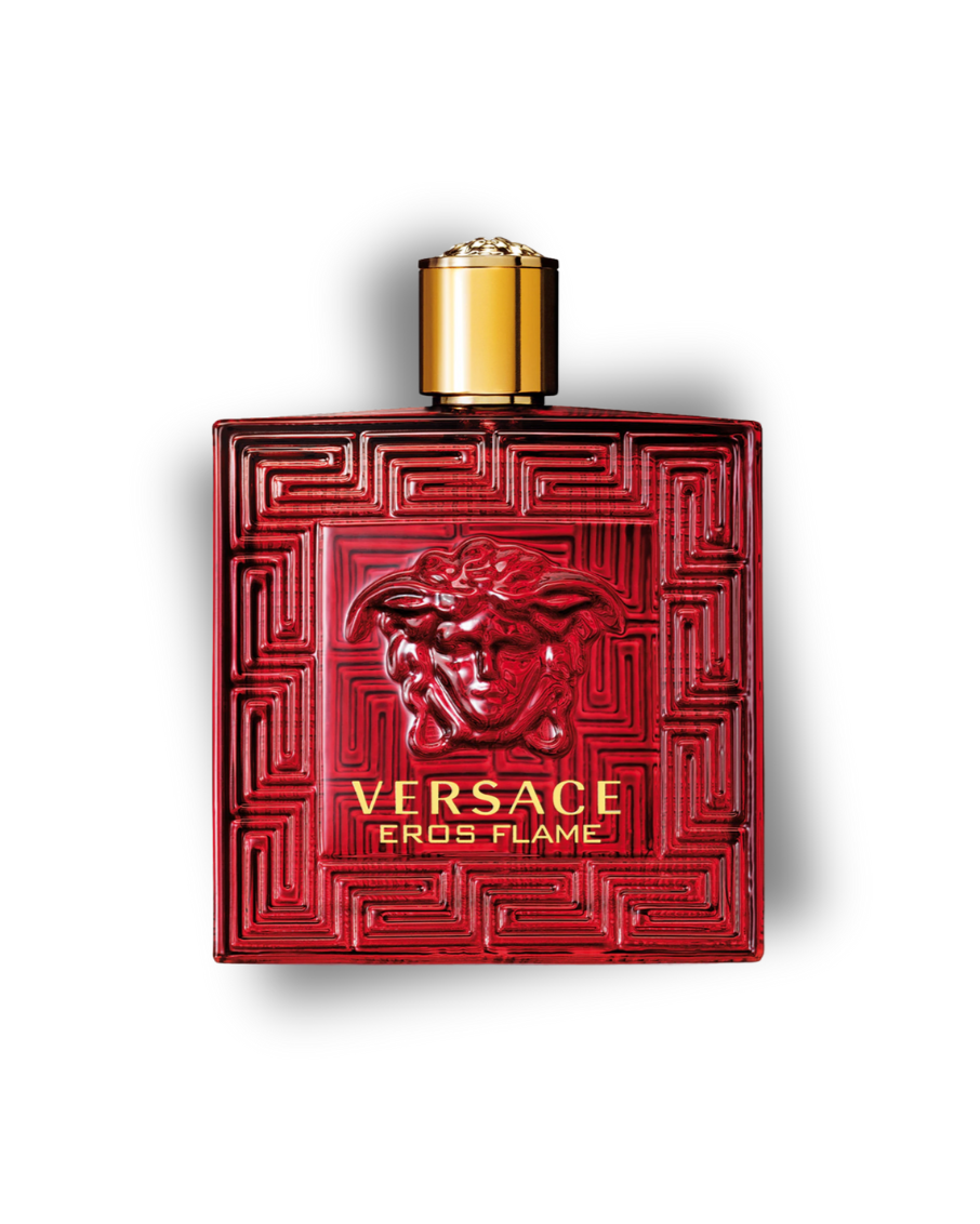 Versace Eros Flame Red Eau de Parfum bottle, bold men’s fragrance available at La Fragancia